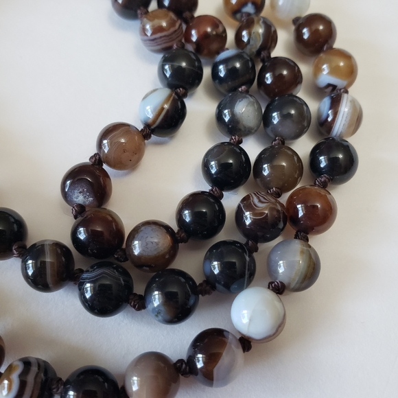 Gray smoky Agates beads Natural Stone Beads Necklace - Picture 5 of 6